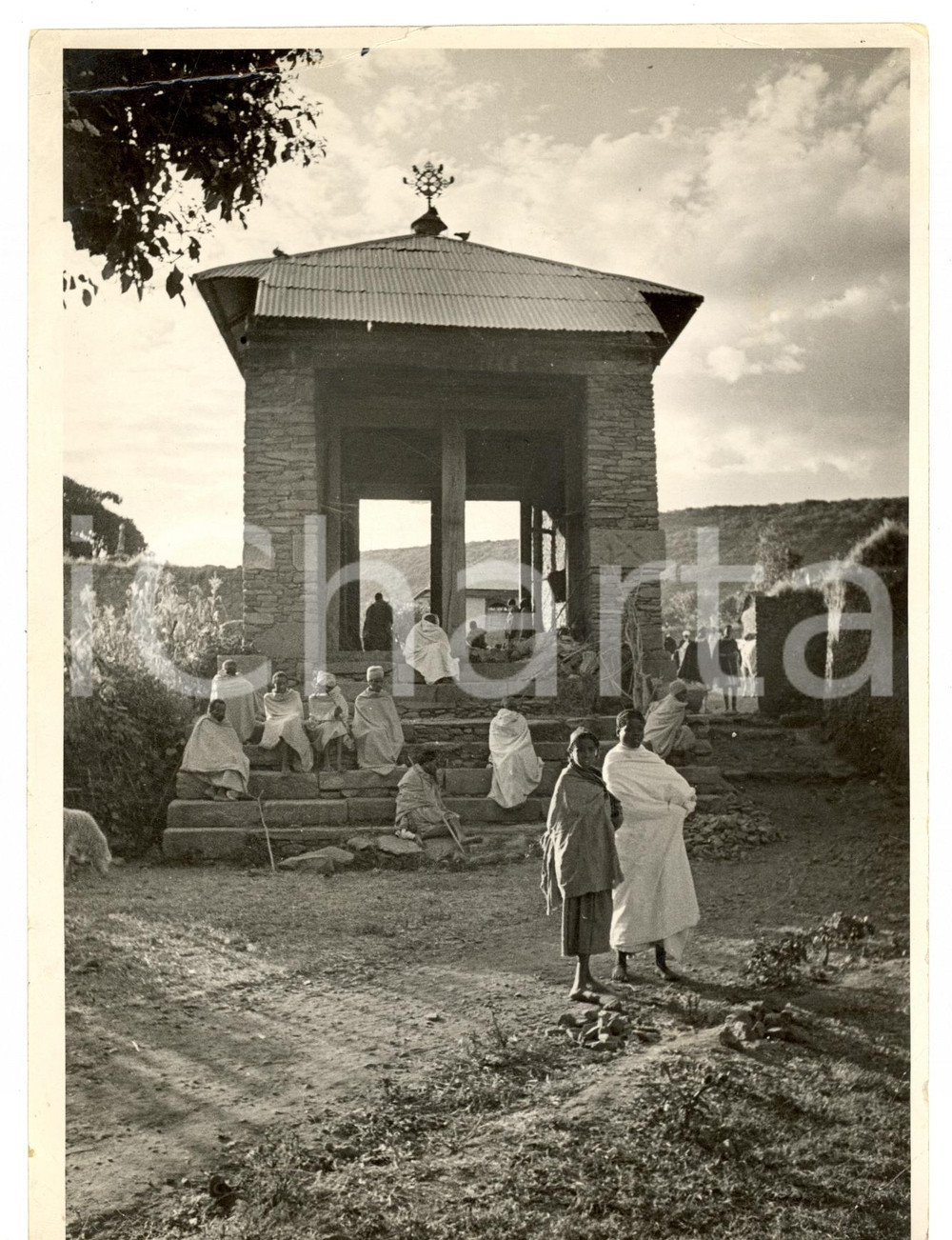 Fotografia d epoca originale 1935 AXUM ETIOPIA Facciata della chiesa di SANTA MARIA Foto DANNEGGIATA 1