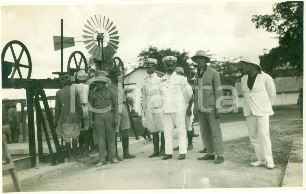 Fotografia d epoca originale 1926 GENALE SOMALIA Cesare Maria DE VECCHI DI VAL CISMON visita lavori idrici 1