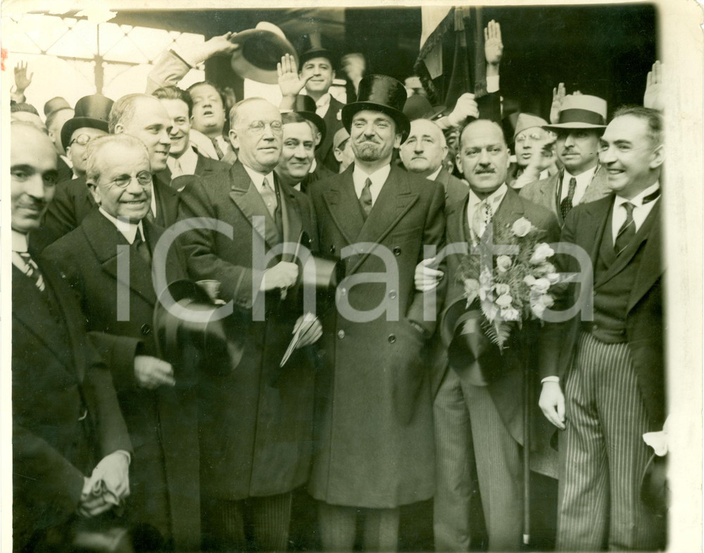 Fotografia d epoca originale 1931 PHILADELPHIA USA Dino GRANDI con sindaco Harry MACKEY Foto DANNEGGIATA 1