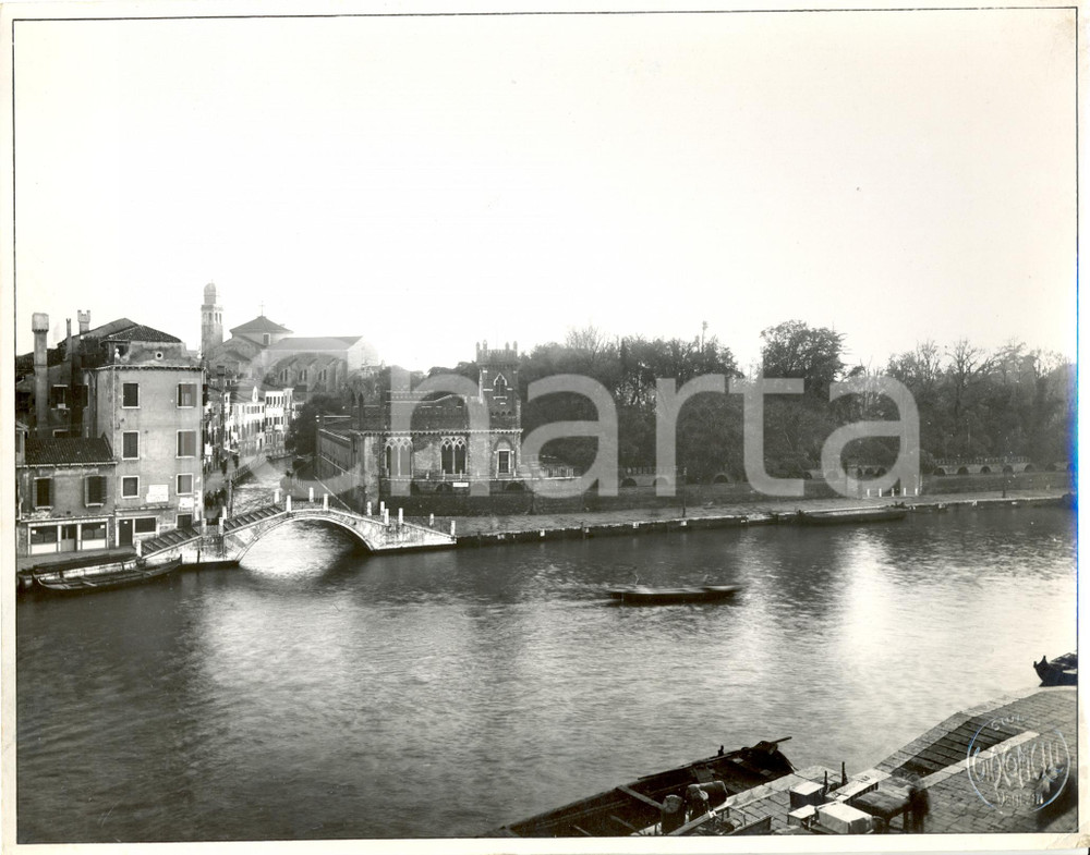 Fotografia d epoca originale 1930 ca VENEZIA Veduta Giardino PAPADOPOLI dalla ferrovia Fotografia 1