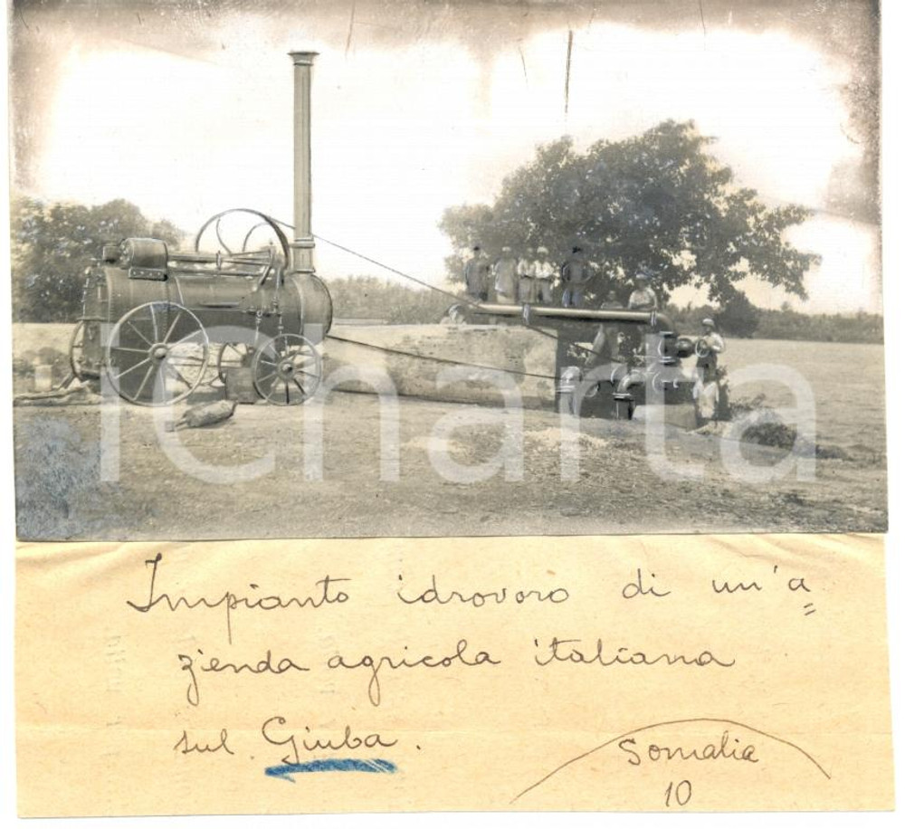 Fotografia d epoca originale 1936 GIUBA SOMALIA AOI Impianto idrovoro di azienda agricola italiana Foto 1
