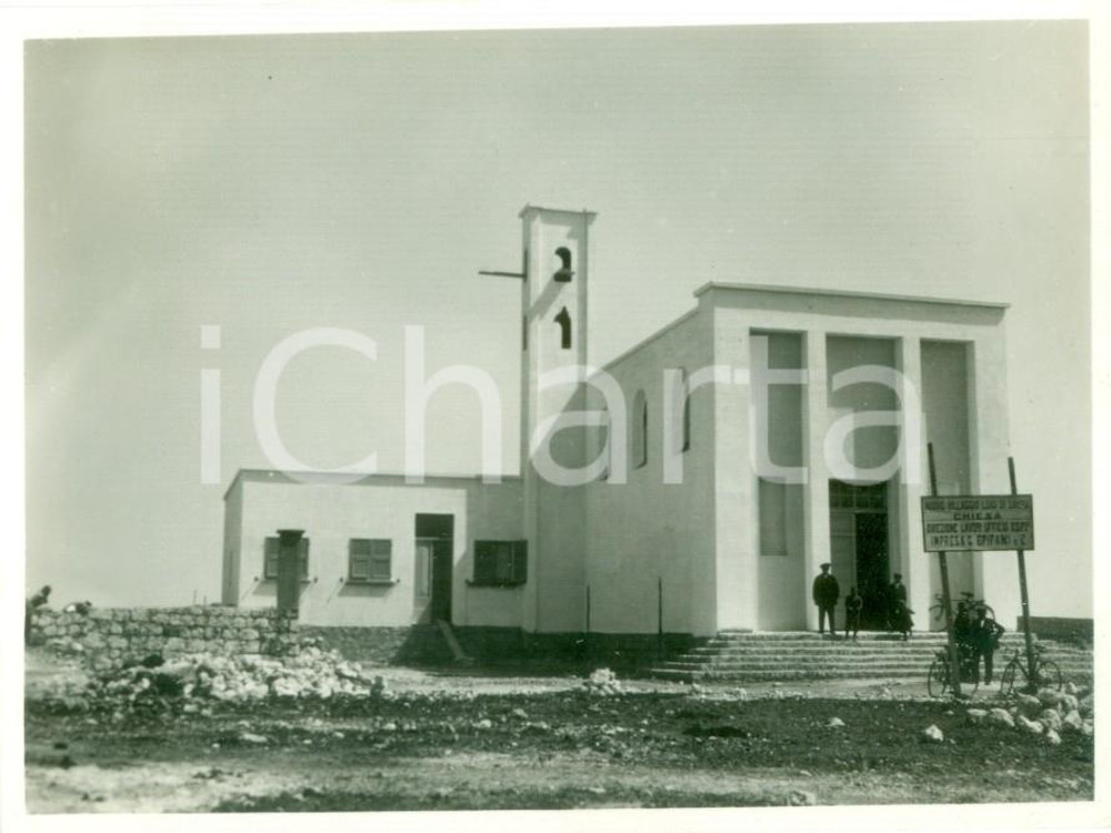 Fotografia d epoca originale 1934 VILLAGGIO LUIGI DI SAVOIA LIBIA Nuova chiesa costruita da Impresa EPIFANI 1