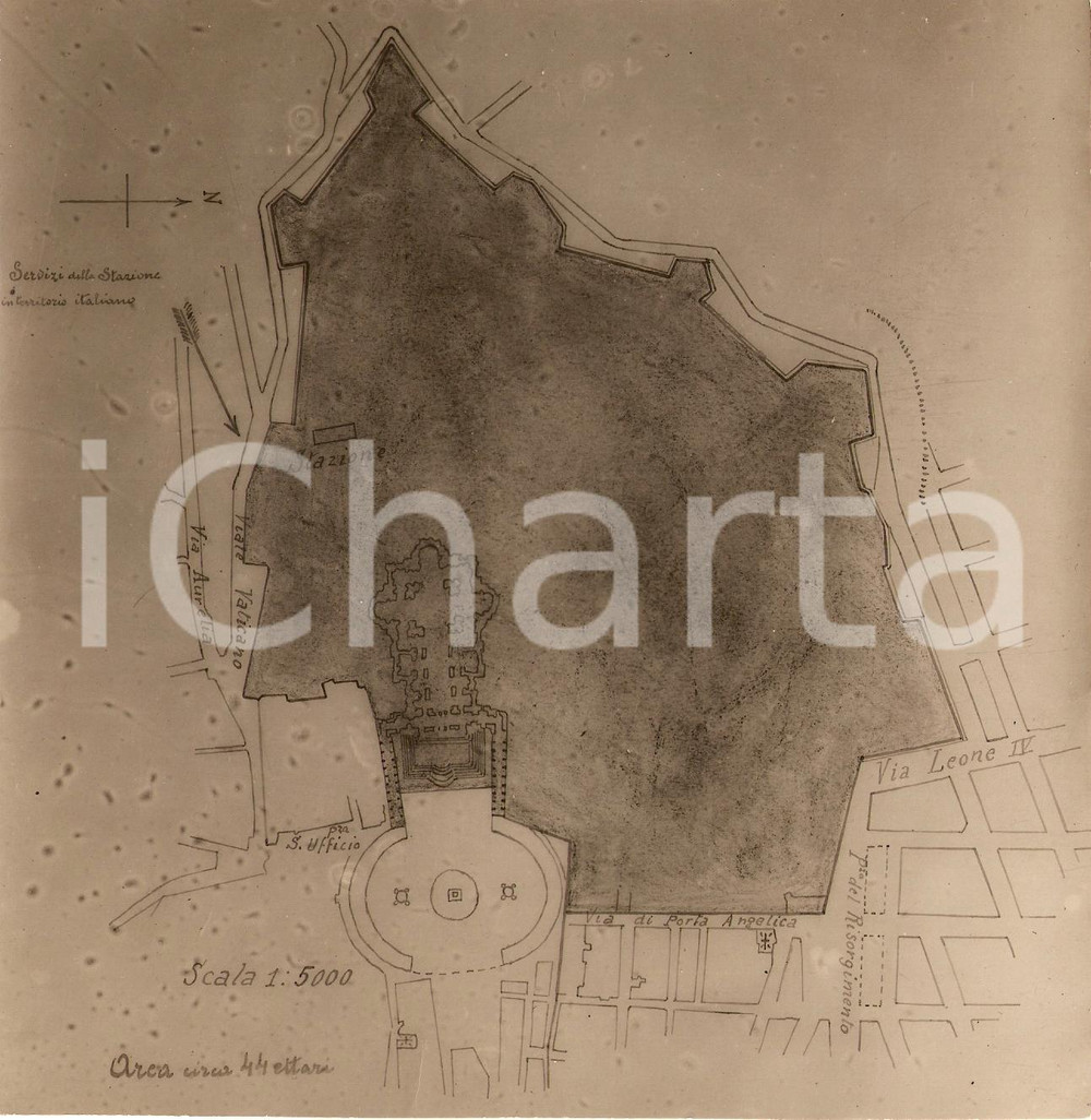 Fotografia d epoca originale 1929 ROMA Tracciato Ferrovia CITTA  DEL VATICANO impianti nuova stazione FOTO 1