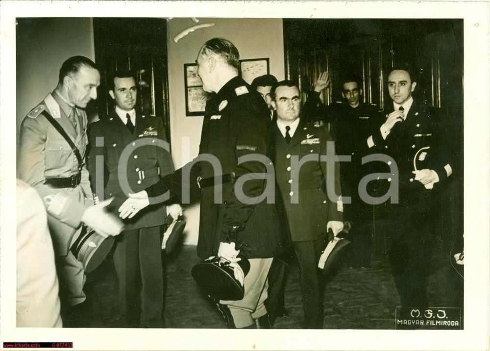 Fotografia d epoca originale 1942 BUDAPEST WW2 Paolo Ignazio THAON DI REVEL visita l UNGHERIA Fotografia 1