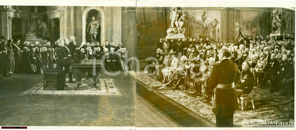 Fotografia d epoca originale 1940 Firenze Misericordia, Re V.E. III al 7Â° centenario 1