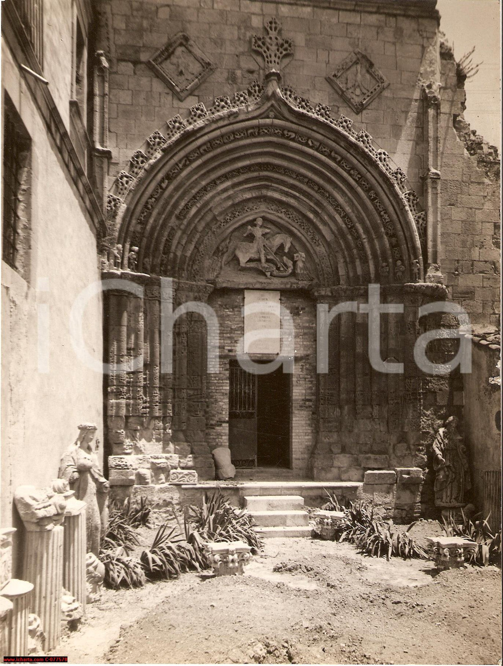 Fotografia d epoca originale 1930 Ragusa Ibla Sicilia FOTO Portale Duomo San Giorgio 1