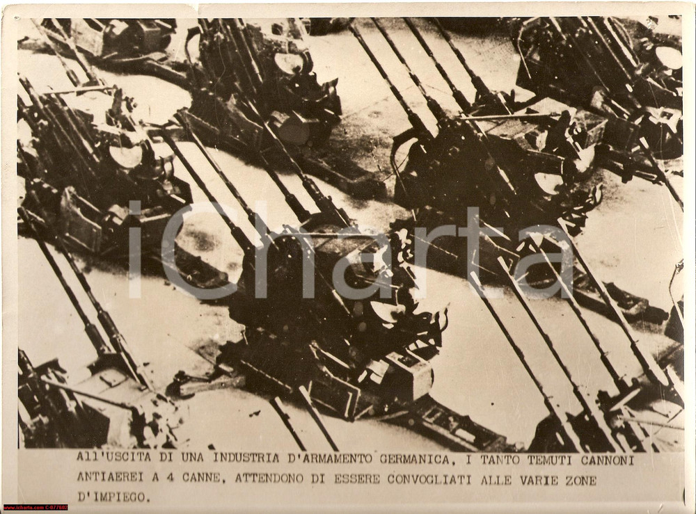 Fotografia d epoca originale 1942 WWII Germania, industria, cannoni antiaerei, FLAK 1