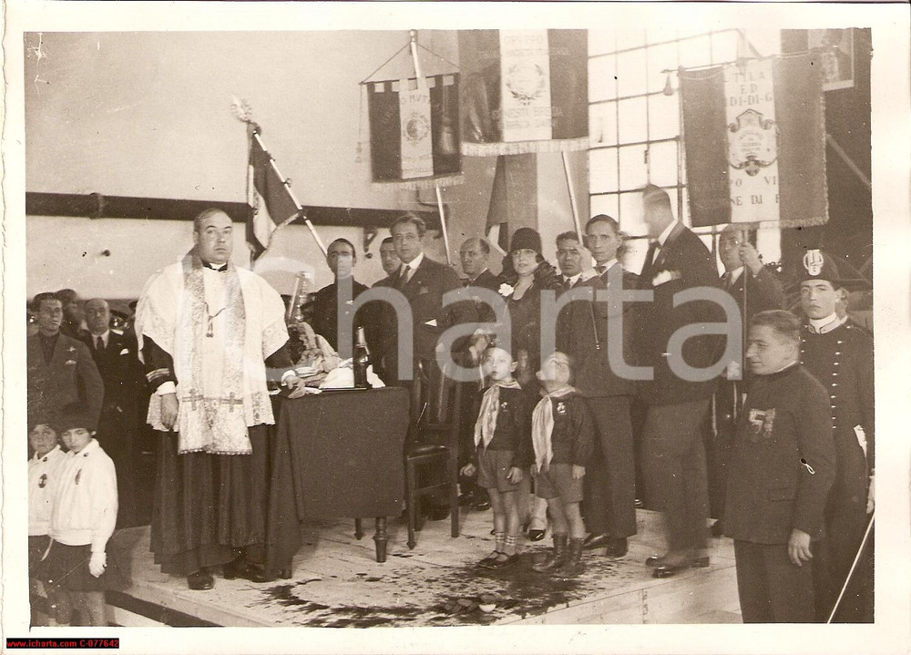 Fotografia d epoca originale 1928 ROMA Inaugurazione gagliardetto Sezione Mutilati fabbrica d armi BREDA Foto 1
