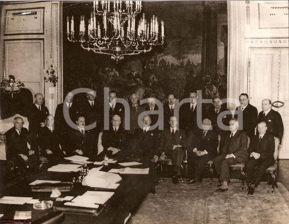 Fotografia d epoca originale 1938 WIEN O Kurt VON SCHUSCHNIGG e il nuovo Gabinetto austriaco FOTOGRAFIA 1