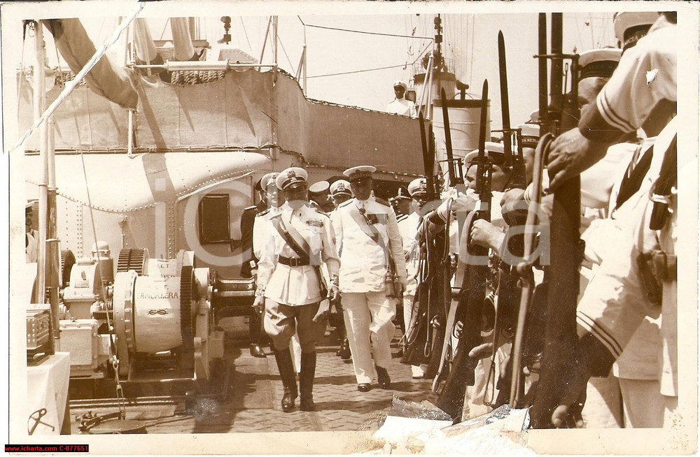 Fotografia d epoca originale 1939 A. Starace visita C.T. Camicia Nera, Regia Marina 1