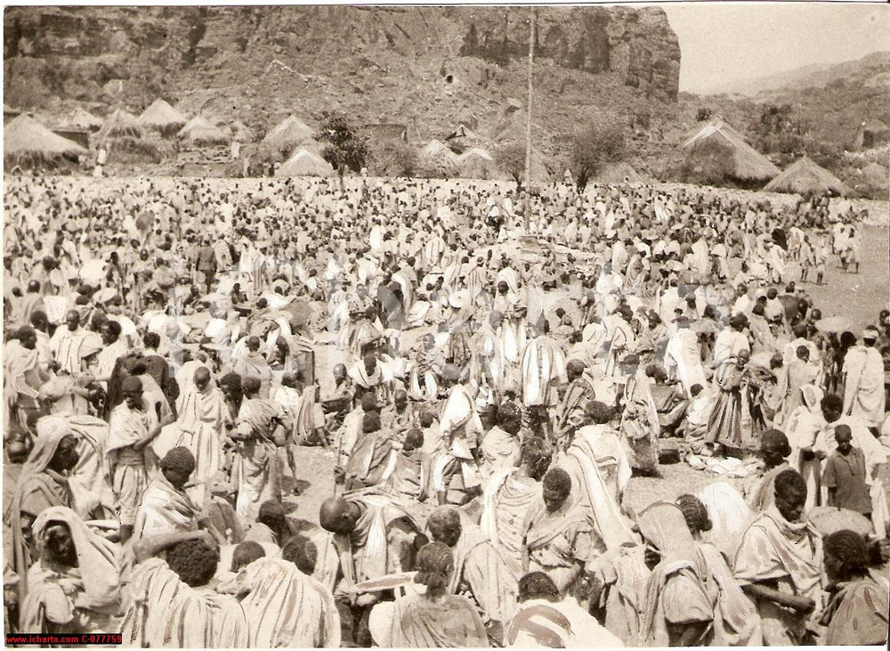 Fotografia d epoca originale 1936 ADDI ABBI ETIOPIA AOI Una veduta del grande mercato Fotografia 1