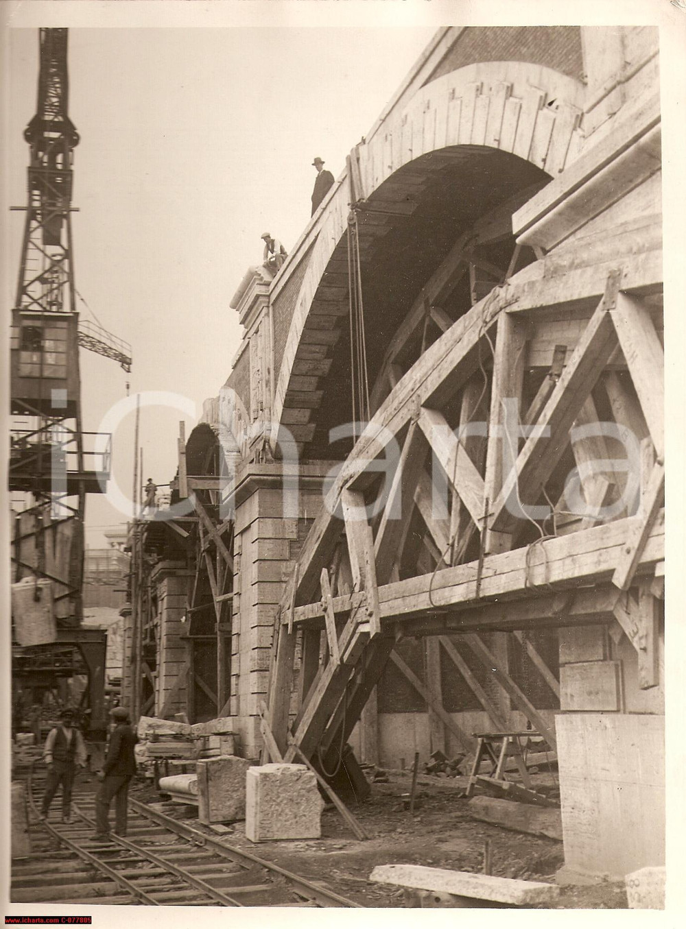 Fotografia d epoca originale 1930 ROMA Lavori di costruzione della FERROVIA VATICANA Fotografia 1