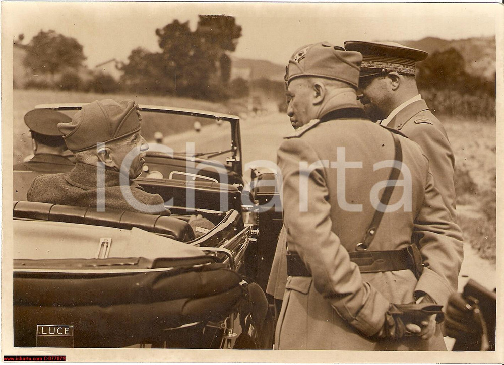 Fotografia d epoca originale 1939 Villadeati Grandi Manovre Re, Pariani, Balbo FOTO 1