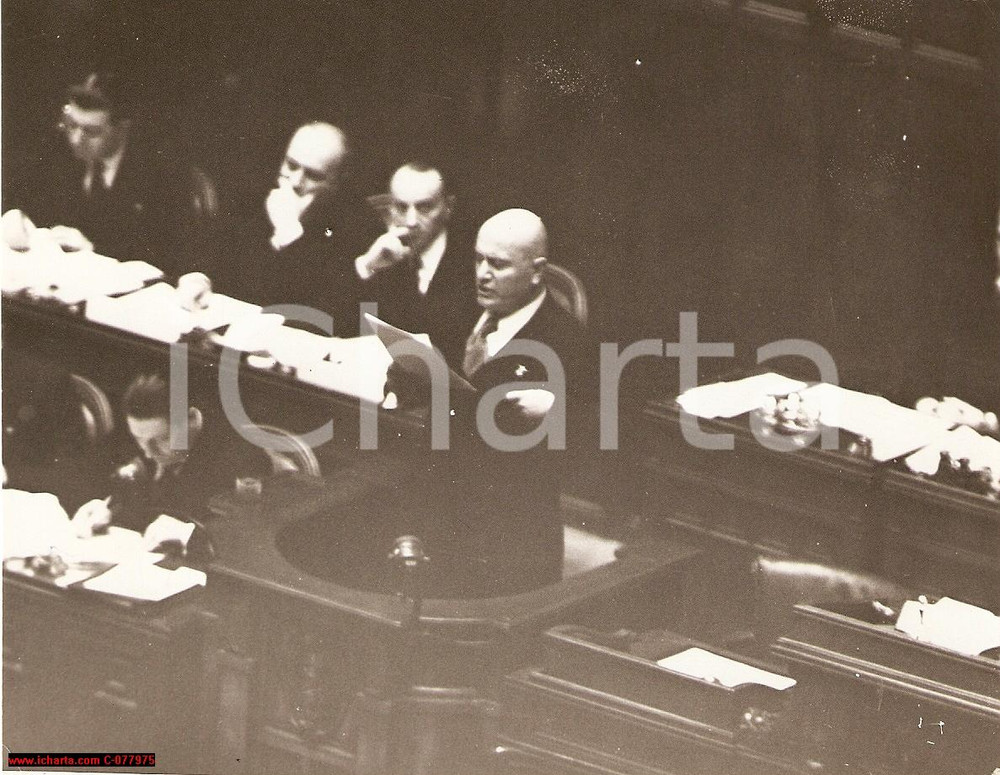 Fotografia d epoca originale 1938 Roma, Benito Mussolini alla Camera dei Deputati 1