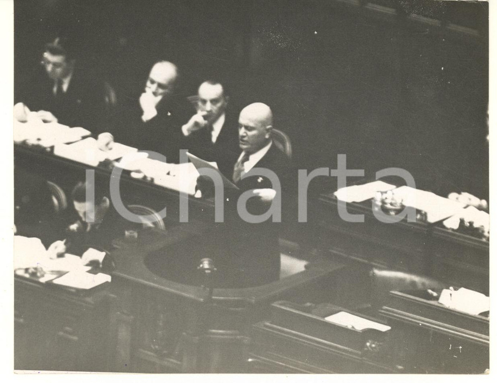 Fotografia d epoca originale 1938 ROMA Benito Mussolini alla Camera dei Deputati Foto 15x12 cm 1
