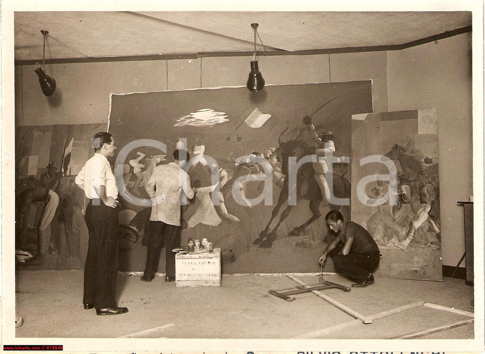 Fotografia d epoca originale 1930 Torino LUDI UNIVERSITARI, mostra pittura, goliardi 1