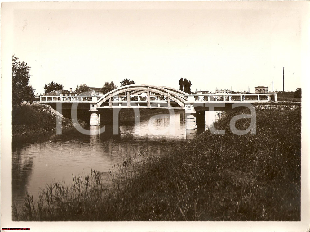 Fotografia d epoca originale 1933 Bondeno ponte di accesso Impianto Pilastresi Foto 1