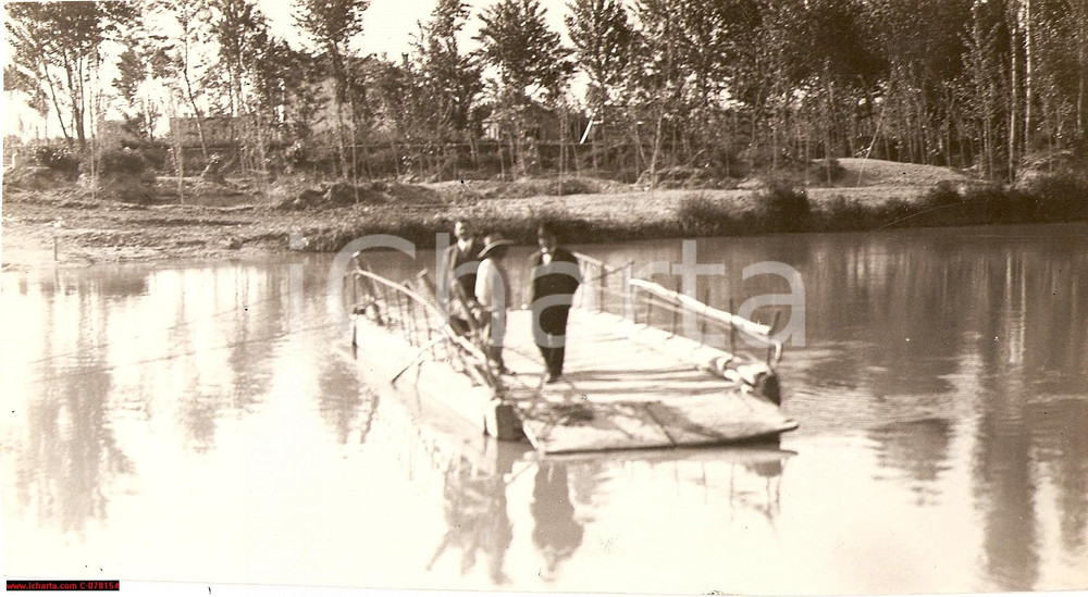 Fotografia d epoca originale 1935 Porto Tolle Delta Po Traghetto ad isola CÃ  Venier 1