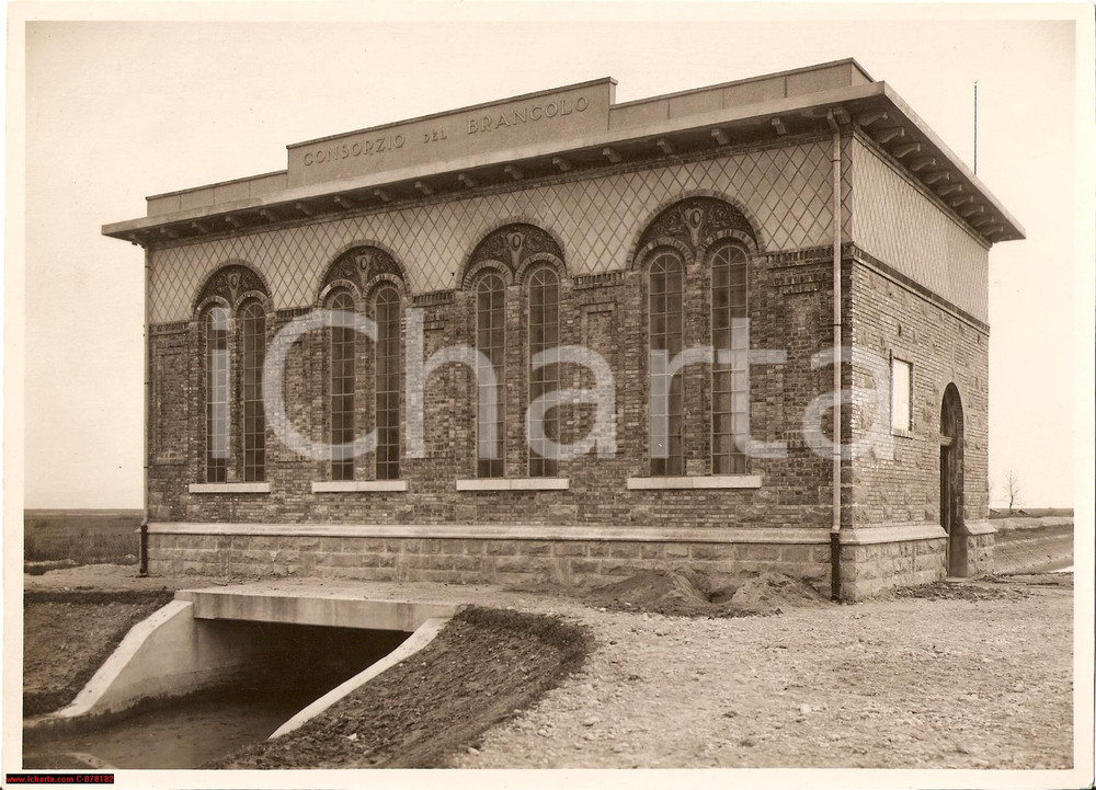 Fotografia d epoca originale 1930 SAN CANZIAN D ISONZO GO Impianto idrovoro Consorzio del BRANCOLO Bonifica 1
