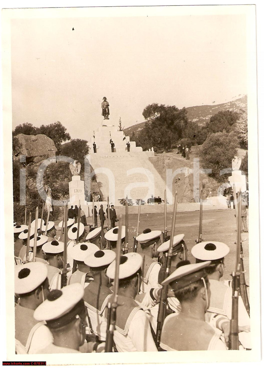Fotografia d epoca originale 1938 Ajaccio La France Honore NapolÃ©on, monument Marine 1