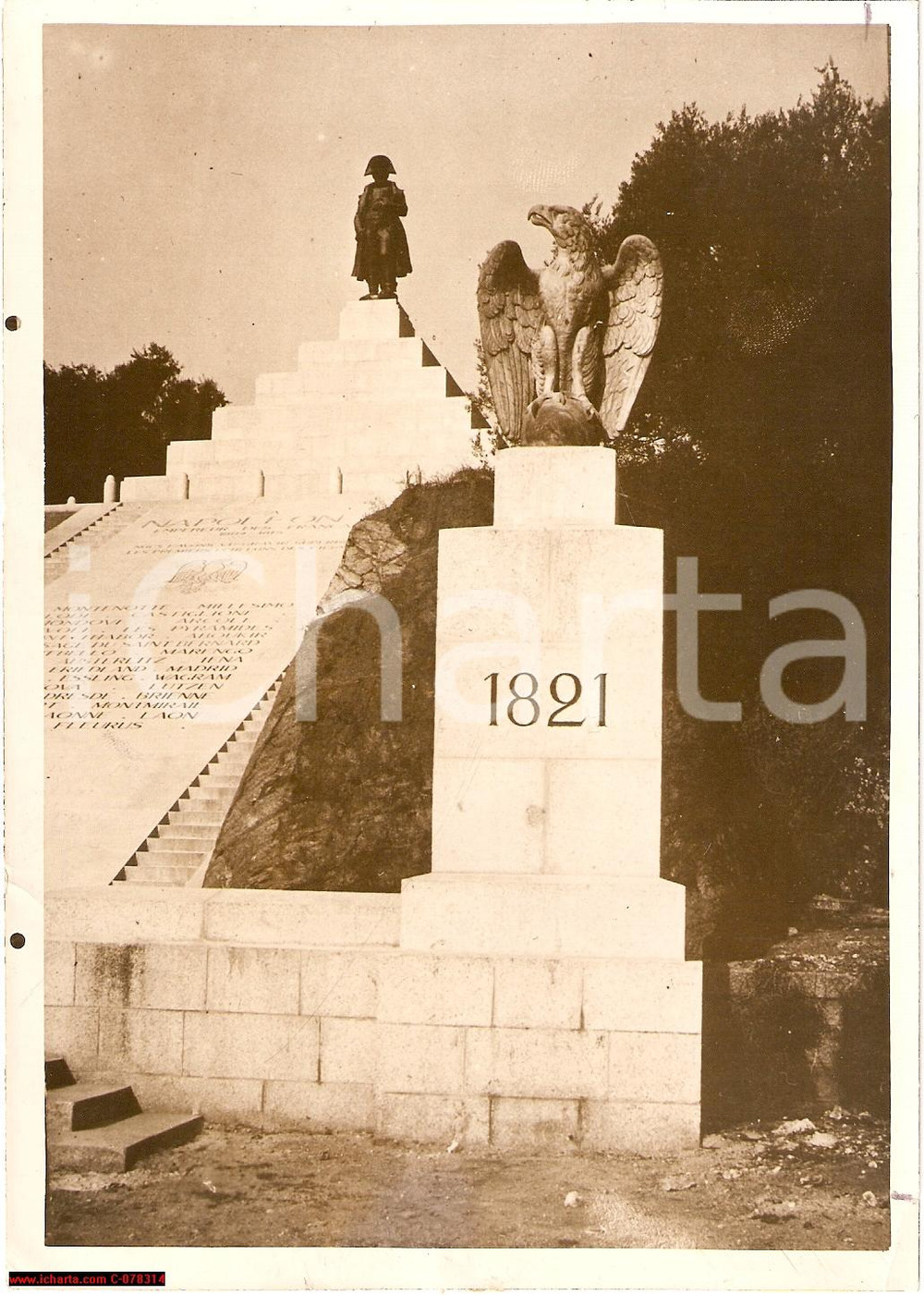Fotografia d epoca originale 1938 Ajaccio, statua Napoleone Bonaparte. Campinchi 1