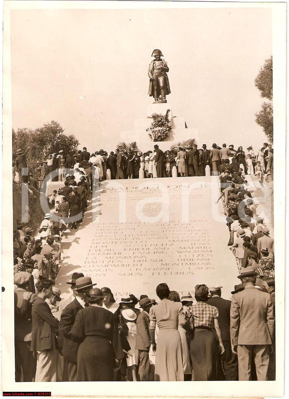 Fotografia d epoca originale 1938 Ajaccio inauguration du monument Ã  NapolÃ©on PHOTO 1