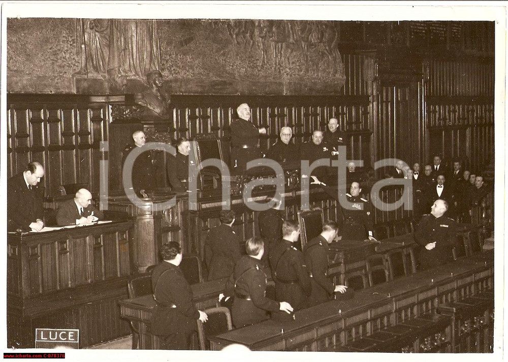 Fotografia d epoca originale 1938 Roma Camera Deputati Mussolini Maresciallo Impero 1