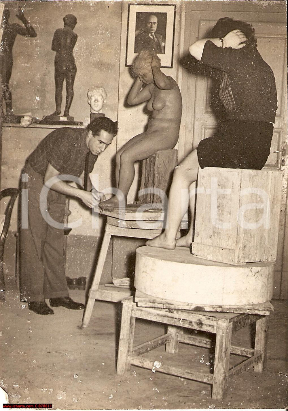 Fotografia d epoca originale 1940 Milano Accademia Brera Prelittoriali Arte Scultura 1