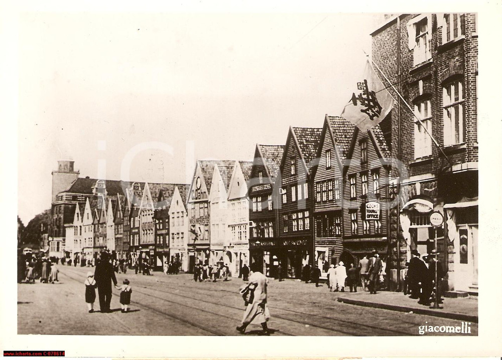 Fotografia d epoca originale 1940 BERGEN WW2  Occupation of Norway by Nazi Photo 1