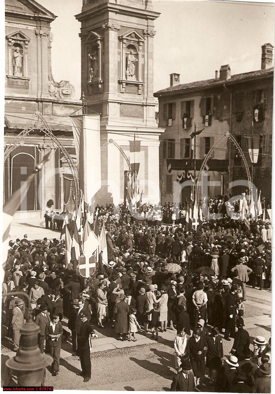 Fotografia d epoca originale 1930 MILANO Inaugurazione campanile BASILICA S. STEFANO 1