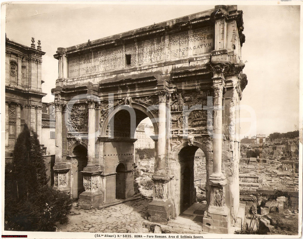 Fotografia d epoca originale 1934 Roma, arco trionfale di Settimio Severo, Alinari 1