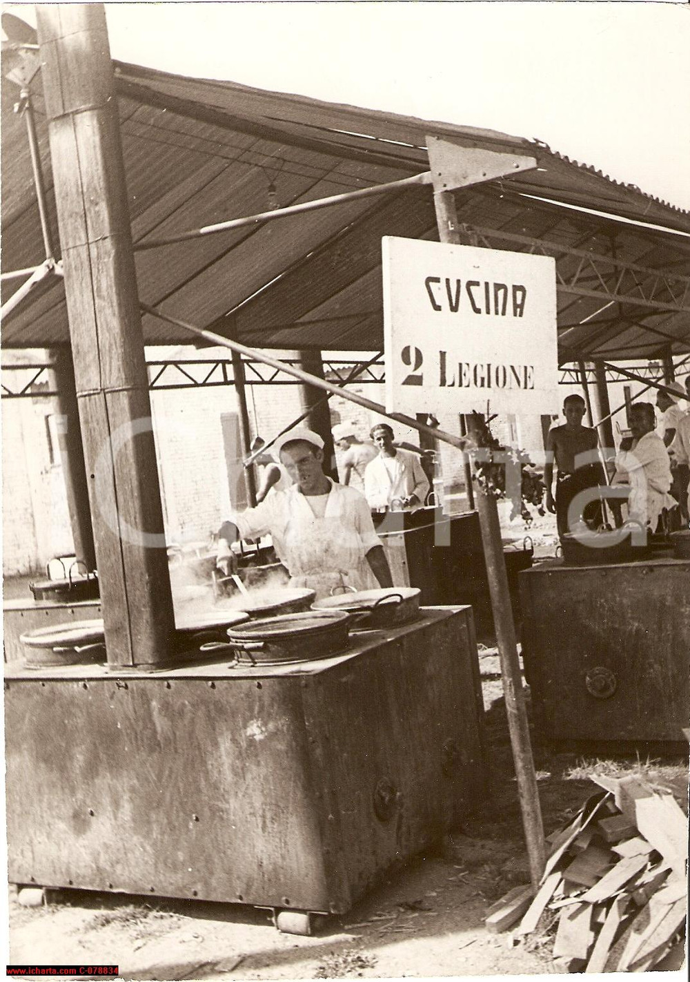 Fotografia d epoca originale 1938 Roma Campo Dux  Cucina da Campo 2Â° Legione Foto 1