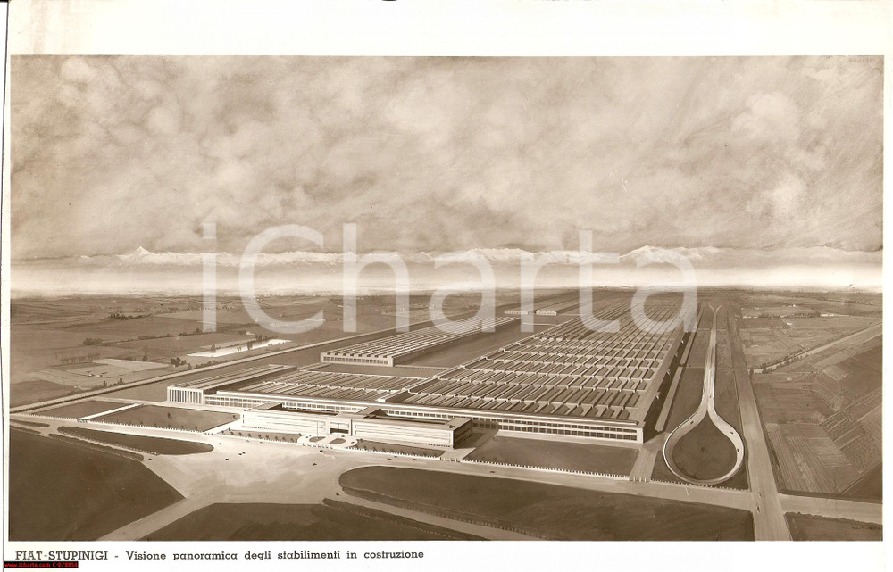 Fotografia d epoca originale 1938 FIAT MIRAFIORI Rendering di progetto  autentico 1