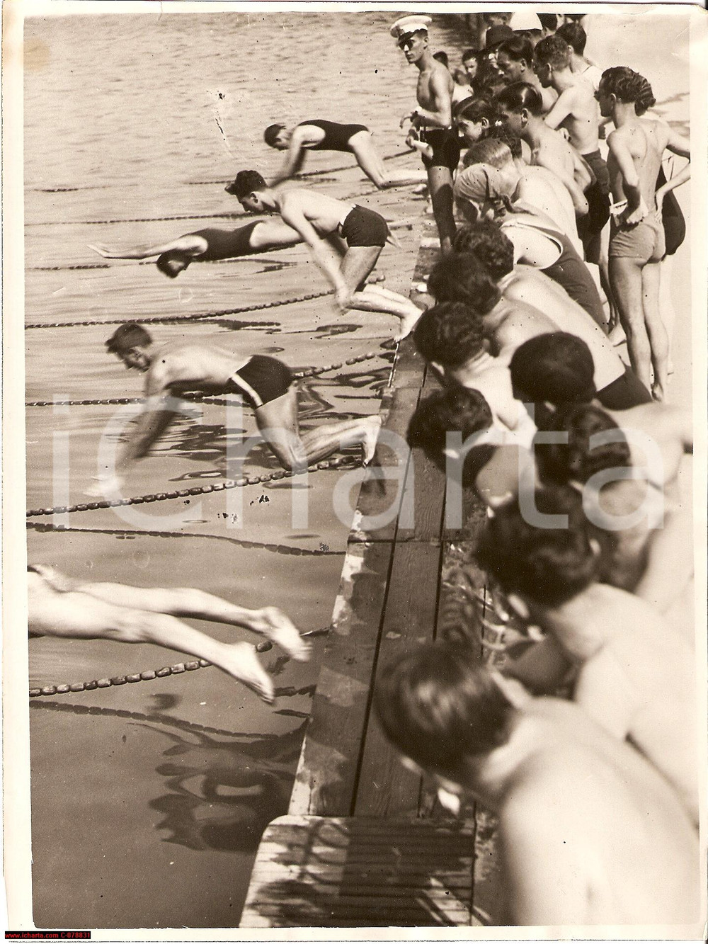 Fotografia d epoca originale 1936 Milano Lido  Gara nuoto Balilla e Avanguardisti 1