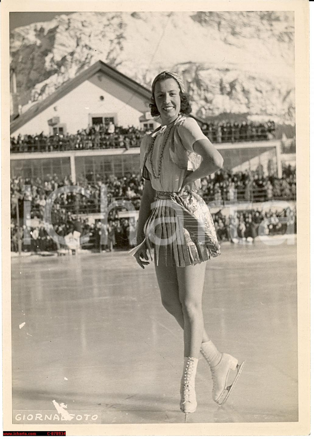 Fotografia d epoca originale 1930 Cortina d Ampezzo Pattinaggio Annamaria Celotti 1
