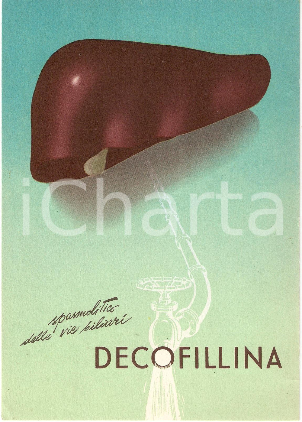 Materiale pubblicitario d’epoca 1955 FIRENZE Stabilimento Dott. Carlo MALESCI Farmaco DECOFILLINA Illustrato 1
