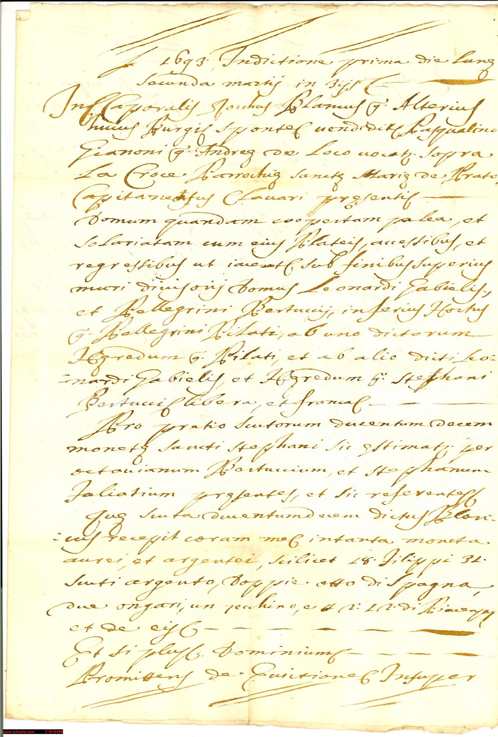 Manoscritto, lettera originale 1693 PRATO SOPRA LA CROCE GE Blanco ROCCA vende casa 1