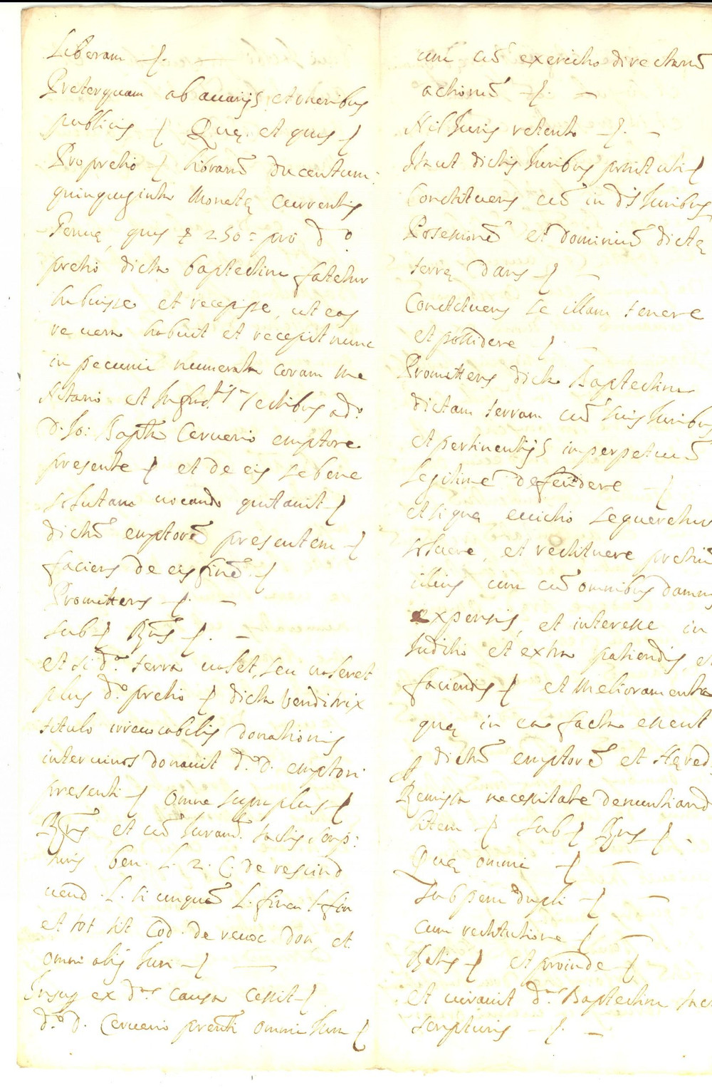 Documento originale, autentico 1696 BORZONASCA GE Vendita di terra a Giovanni Battista CERVERI Manoscritto 1