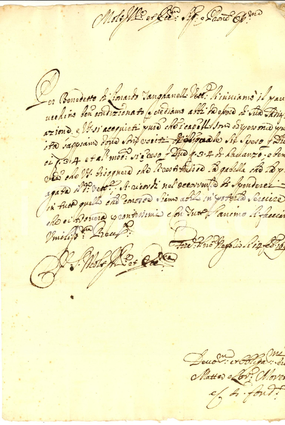 Manoscritto, lettera originale 1690 FIRENZE Matteo e Lorenzo MORETTI sulla restituzione di una gabella versata 1
