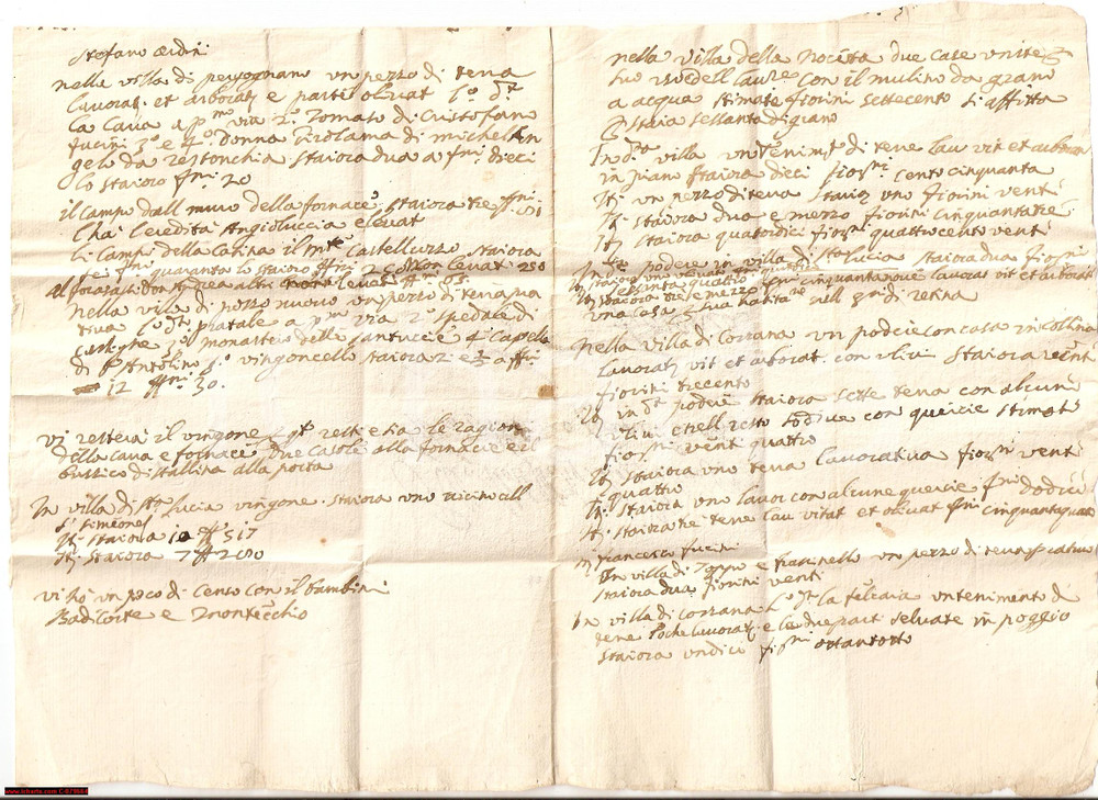 Manoscritto, lettera originale 1690 CASTIGLION FIORENTINO Beni di Antonio CIANGHEROTTI 1
