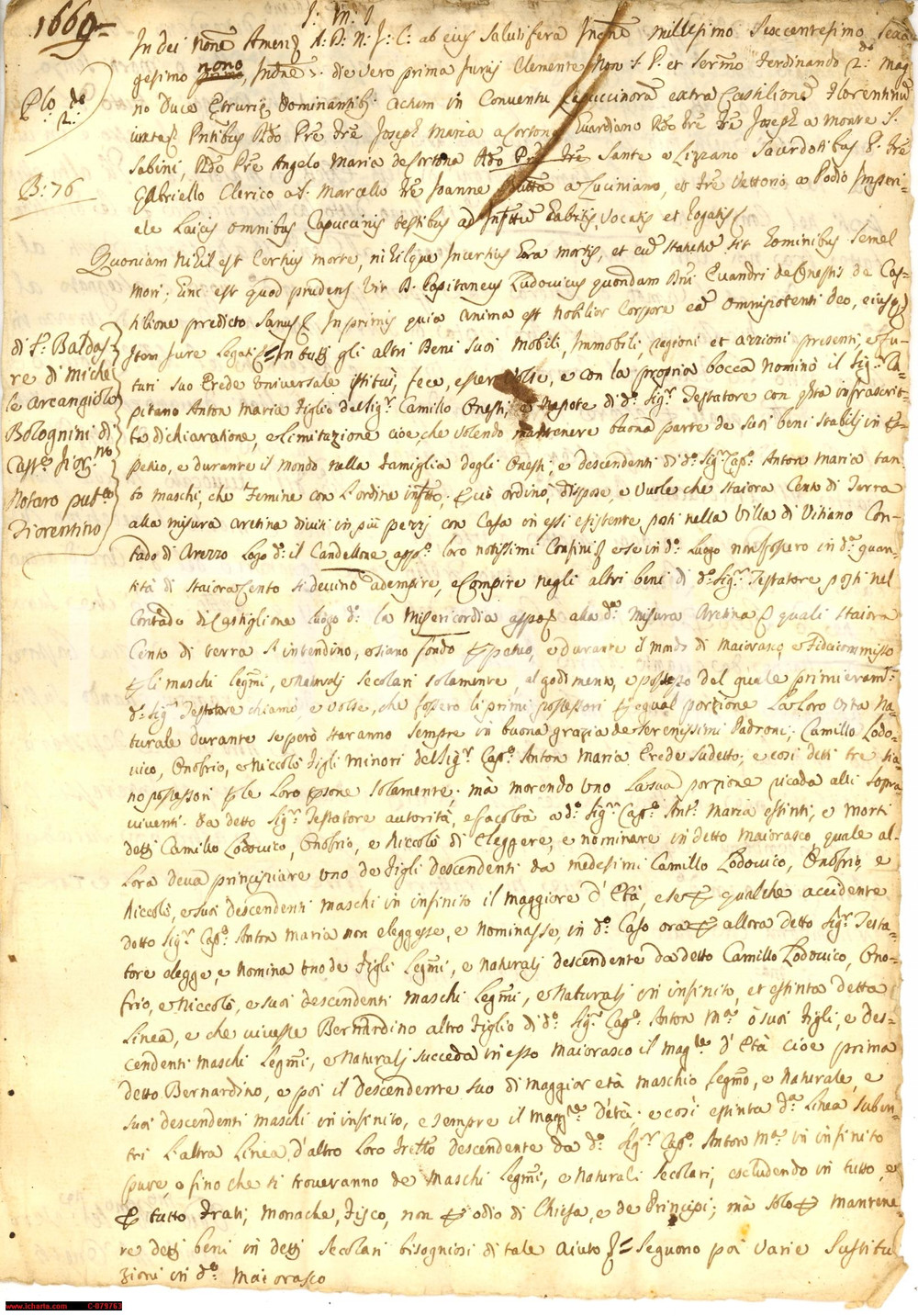 Manoscritto, lettera originale 1740 VITIANO AR Antonio Maria ONESTI erede maggiorasco 1