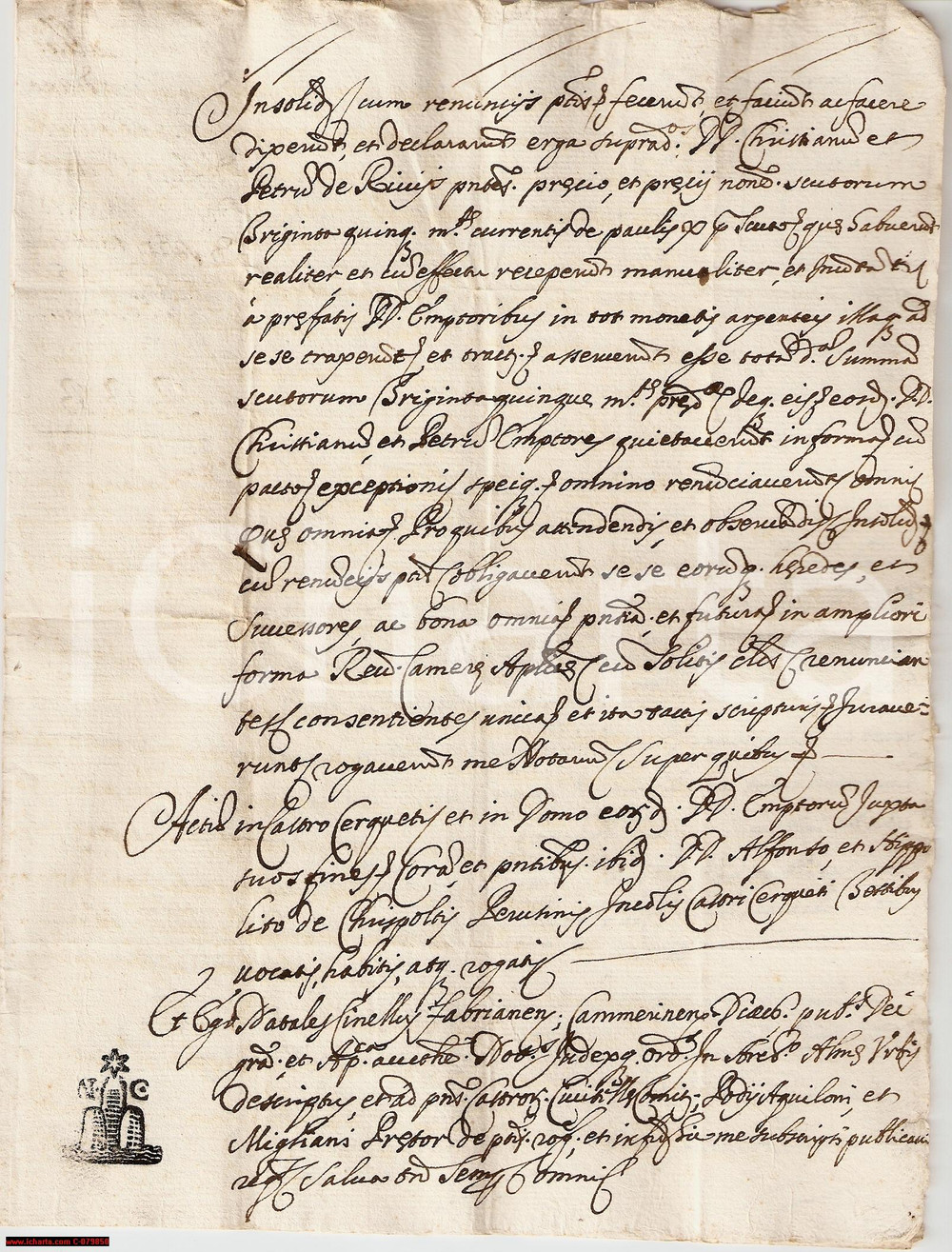 Documento originale, autentico 1682 CERQUETO PG Vendita casa Porta del Crocifisso 1