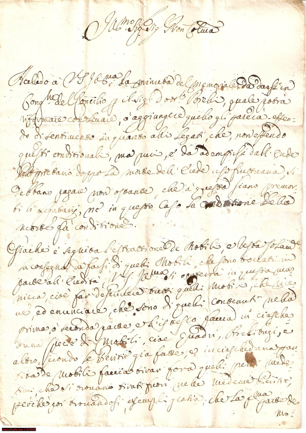 Manoscritto, lettera originale 1749 PERUGIA Quadri e archibugi per il Conte SALVATORI LETTERA 1