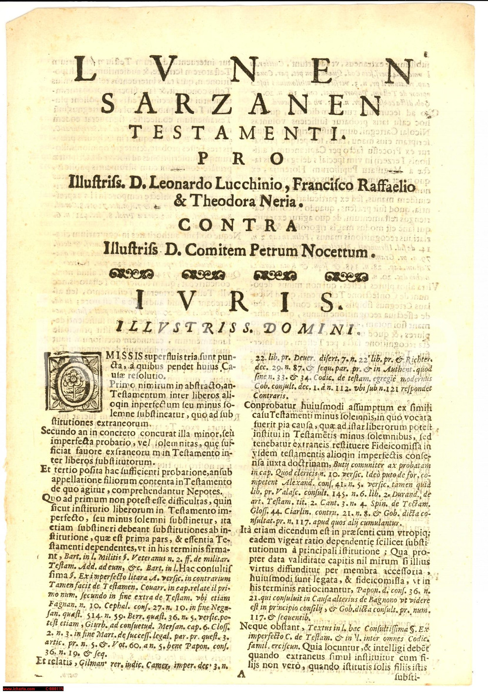 Documento originale, autentico 1700 SARZANA SP EreditÃ  Nicola CARTEGNI alle donne 1