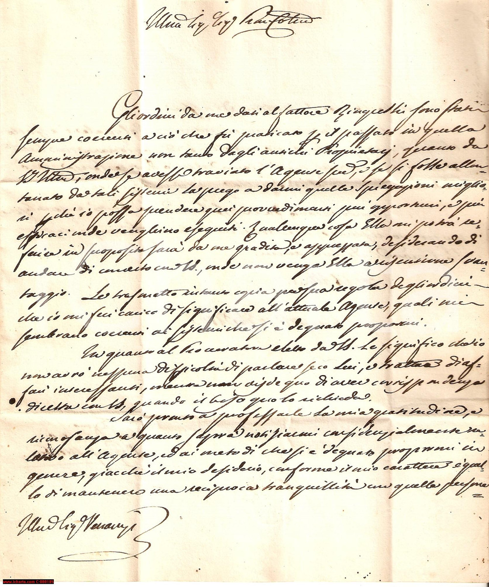 Manoscritto, lettera originale 1833 FIRENZE Ordini Giuseppe MENINI al fattore RIMPELLI 1