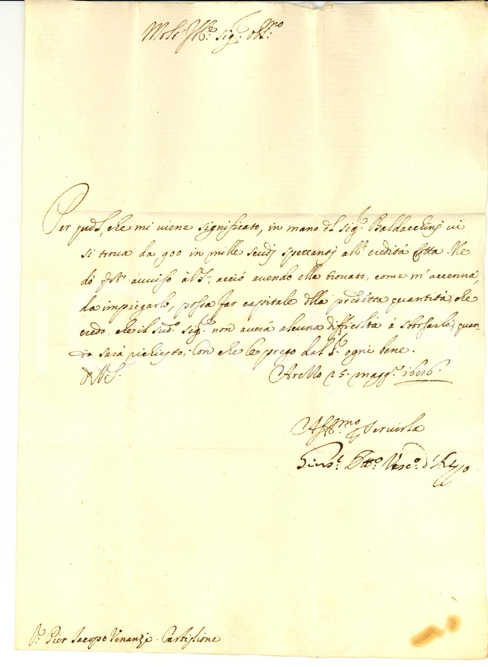 Autografo originale 1686 AREZZO Autografo mons. Giuseppe Ottavio ATTAVANTI 1