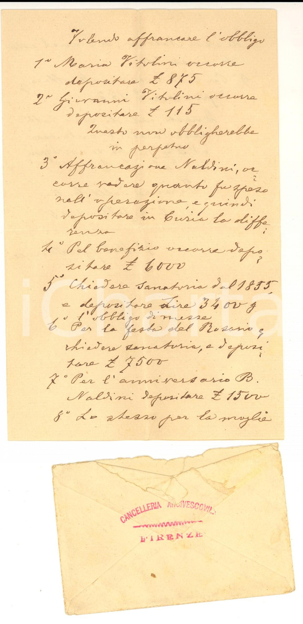 Manoscritto, lettera originale 1905 FIRENZE Padre Filippo FERRUCCI al cav. Giuseppe VITOLINI Lettera 1