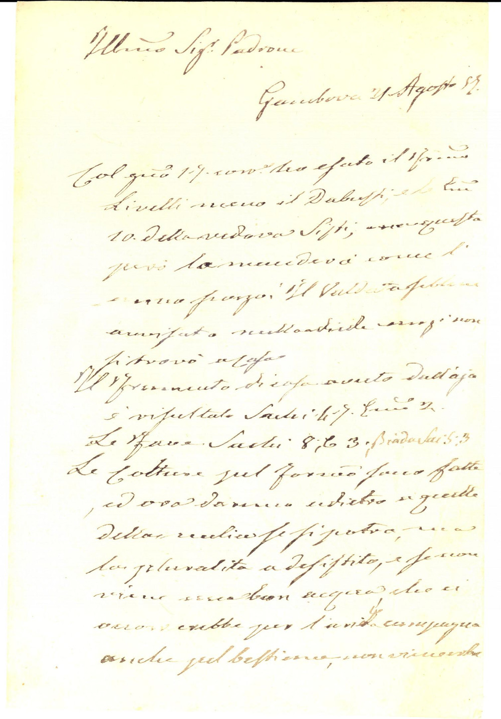 Manoscritto, lettera originale 1857 ROBECCO PAVESE Carlo TAVA al nobile Pio FOLPERTI sull arida campagna 1