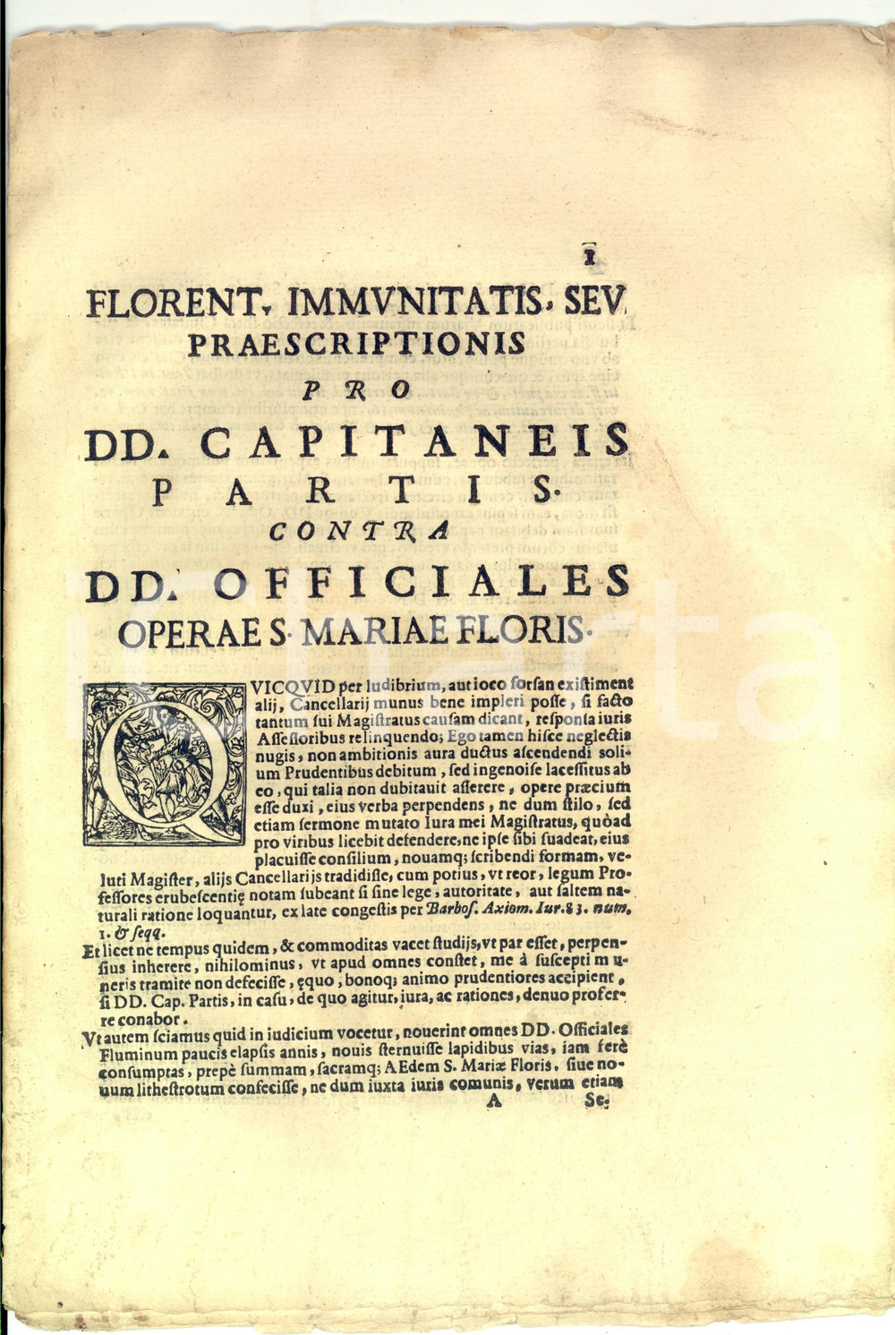 Documento originale, autentico 1664 FIRENZE Parte Guelfa vs Opera SANTA MARIA DEL FIORE per imposta sul legname 1