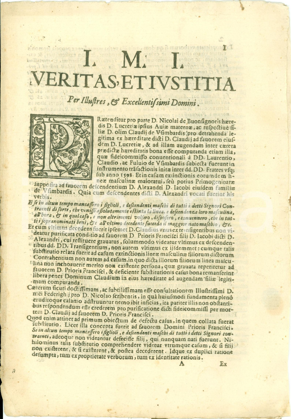 Documento originale, autentico 1666 COLLE VAL D ELSA SI Linea ereditaria Lucrezia USIMBARDI Memoriale 8 pagg. 1